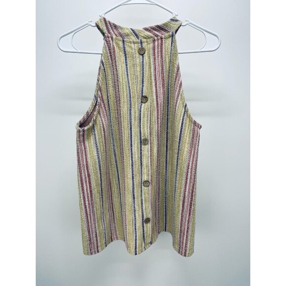W5 Tank Top Size L Women’s Multicolor Striped Sleeveless Halter Textured Nubby - Picture 5 of 8
